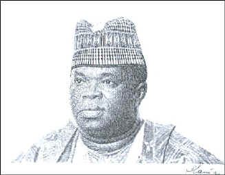 Dr. Joseph Saidu Momoh, President of Sierra Leone 1988-1993. Date of engraving unknown. 