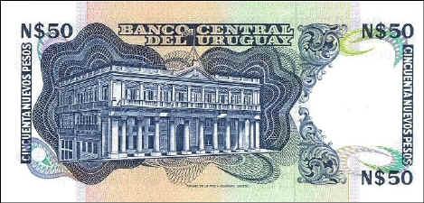 Uruguay 1988. Reverse side of a 50 Nuevos Pesos bank note. P61A. 